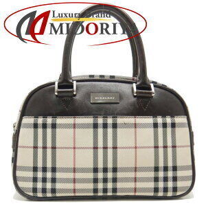 Burberry Nova Check Nylon Canvas Leather Handbag Beige Tan Brown